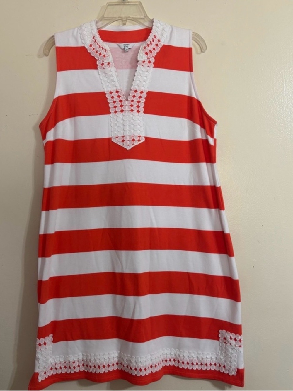 Crown & Ivy Orange and White Striped knee Length Dress